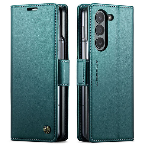 Funda de Cuero Cartera con Soporte Carcasa C03S para Samsung Galaxy Z Fold5 5G Verde