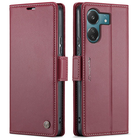 Funda de Cuero Cartera con Soporte Carcasa C03S para Xiaomi Poco C65 Rojo