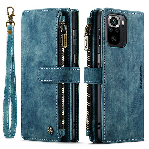 Funda de Cuero Cartera con Soporte Carcasa C03S para Xiaomi Redmi Note 10 4G Azul