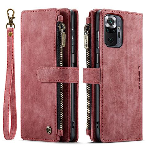 Funda de Cuero Cartera con Soporte Carcasa C03S para Xiaomi Redmi Note 10 Pro 4G Rojo