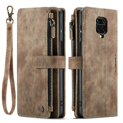 Funda de Cuero Cartera con Soporte Carcasa C03S para Xiaomi Redmi Note 9 Pro Max Marron