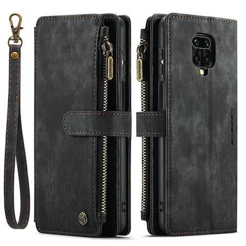 Funda de Cuero Cartera con Soporte Carcasa C03S para Xiaomi Redmi Note 9S Negro