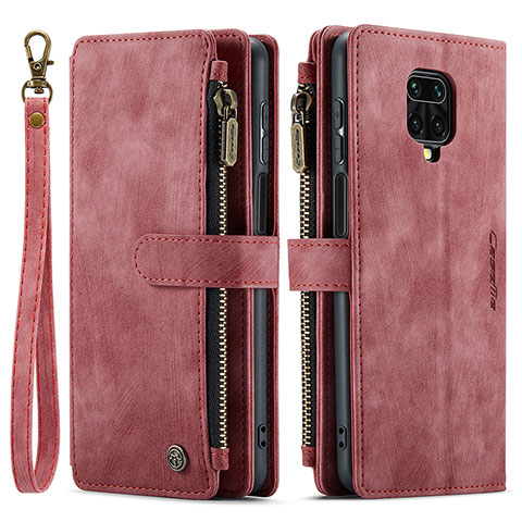 Funda de Cuero Cartera con Soporte Carcasa C03S para Xiaomi Redmi Note 9S Rojo