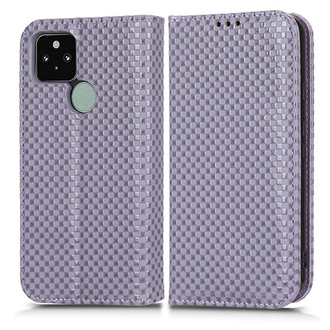 Funda de Cuero Cartera con Soporte Carcasa C03X para Google Pixel 5 Morado