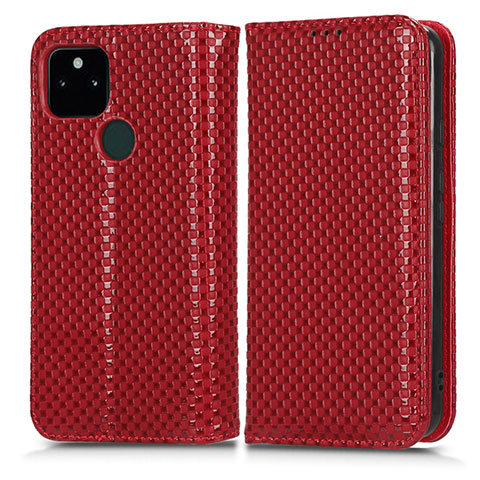 Funda de Cuero Cartera con Soporte Carcasa C03X para Google Pixel 5a 5G Rojo