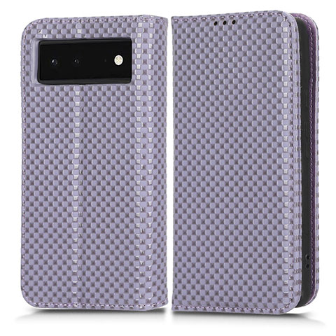 Funda de Cuero Cartera con Soporte Carcasa C03X para Google Pixel 6 5G Morado