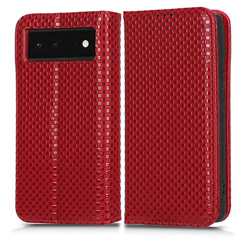 Funda de Cuero Cartera con Soporte Carcasa C03X para Google Pixel 6 5G Rojo