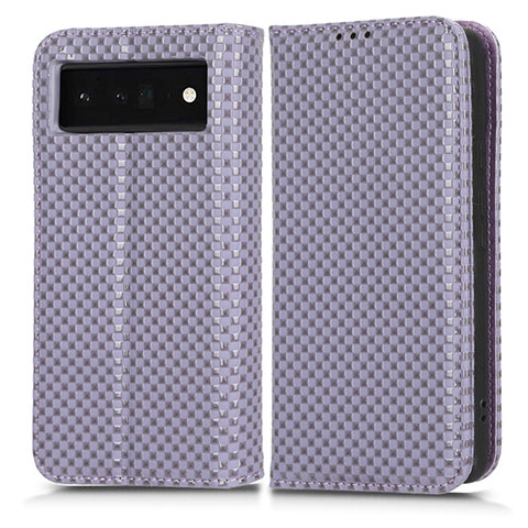 Funda de Cuero Cartera con Soporte Carcasa C03X para Google Pixel 6 Pro 5G Morado