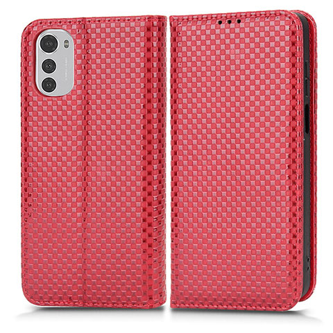 Funda de Cuero Cartera con Soporte Carcasa C03X para Motorola Moto E32s Rojo