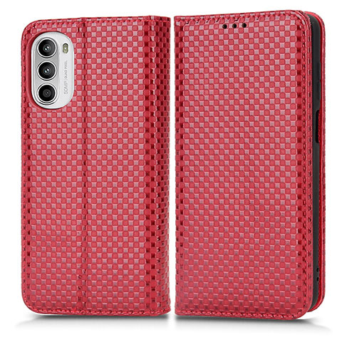 Funda de Cuero Cartera con Soporte Carcasa C03X para Motorola Moto Edge (2022) 5G Rojo