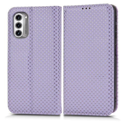 Funda de Cuero Cartera con Soporte Carcasa C03X para Motorola Moto G52j 5G Morado