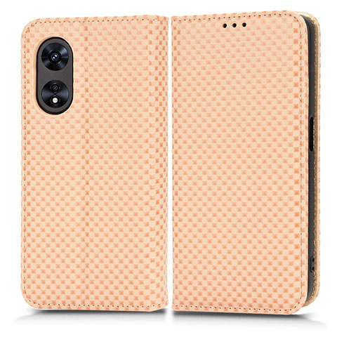 Funda de Cuero Cartera con Soporte Carcasa C03X para Oppo A18 Oro