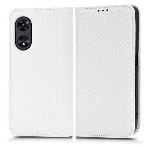 Funda de Cuero Cartera con Soporte Carcasa C03X para Oppo A38 Blanco