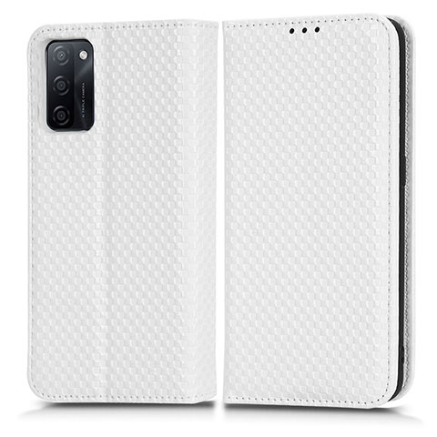 Funda de Cuero Cartera con Soporte Carcasa C03X para Oppo A55S 5G Blanco