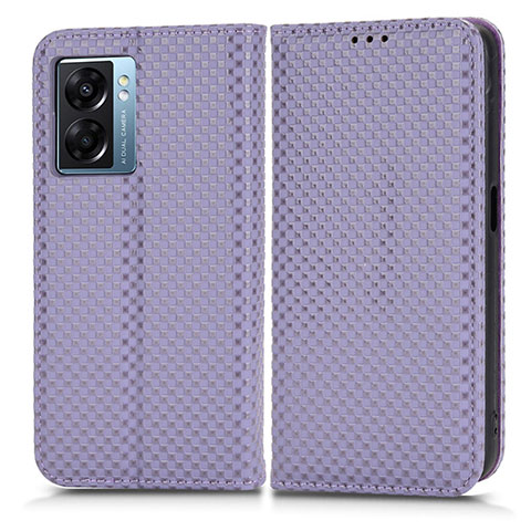 Funda de Cuero Cartera con Soporte Carcasa C03X para Oppo A56S 5G Morado