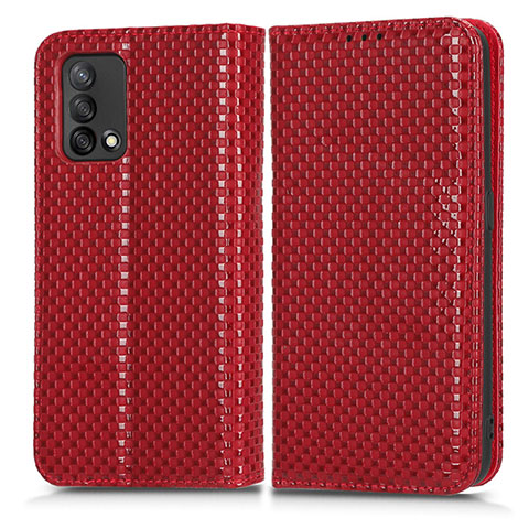 Funda de Cuero Cartera con Soporte Carcasa C03X para Oppo A74 4G Rojo