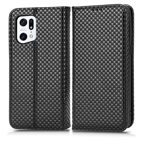 Funda de Cuero Cartera con Soporte Carcasa C03X para Oppo Find X5 Pro 5G Negro