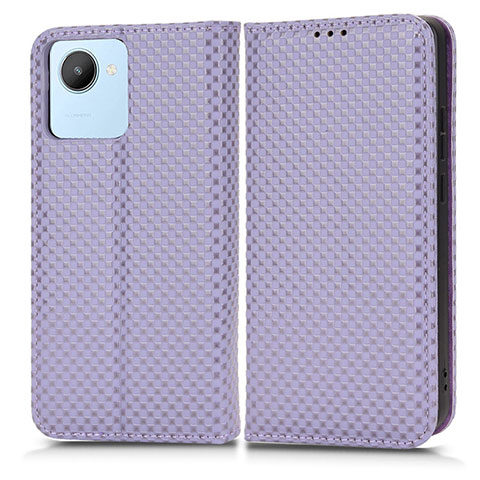 Funda de Cuero Cartera con Soporte Carcasa C03X para Realme C30s Morado