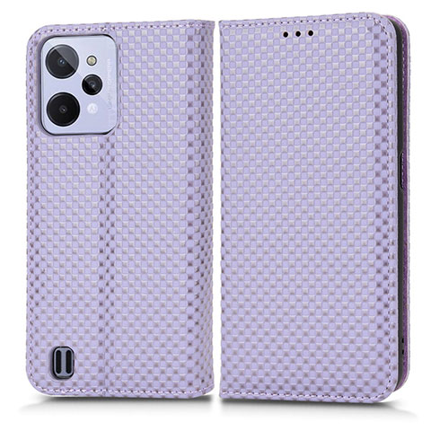 Funda de Cuero Cartera con Soporte Carcasa C03X para Realme C31 Morado