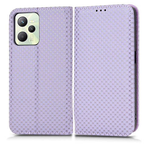 Funda de Cuero Cartera con Soporte Carcasa C03X para Realme C35 Morado