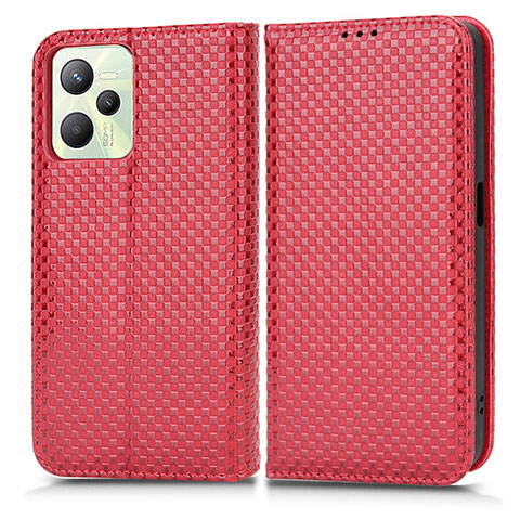 Funda de Cuero Cartera con Soporte Carcasa C03X para Realme C35 Rojo