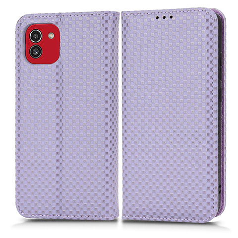 Funda de Cuero Cartera con Soporte Carcasa C03X para Samsung Galaxy A03 Morado