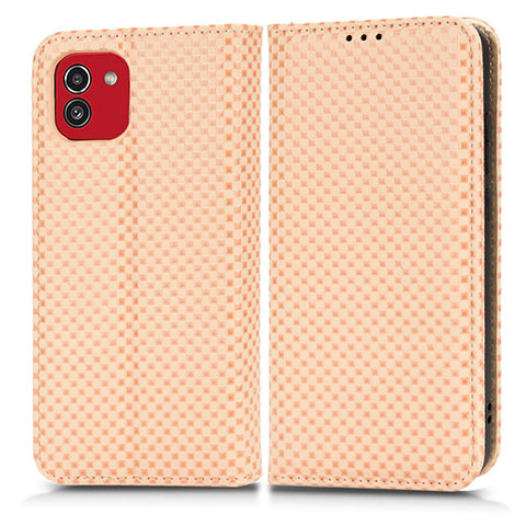 Funda de Cuero Cartera con Soporte Carcasa C03X para Samsung Galaxy A03 Oro