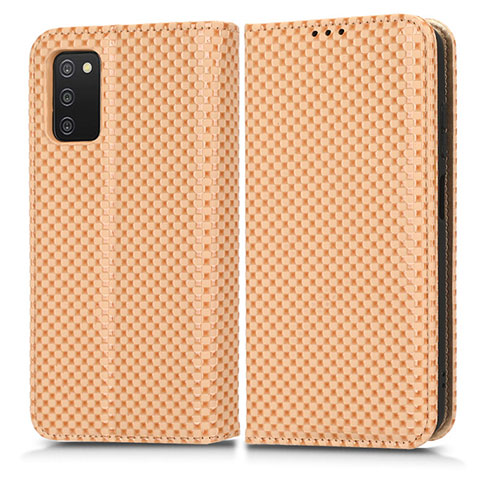 Funda de Cuero Cartera con Soporte Carcasa C03X para Samsung Galaxy A03s Oro