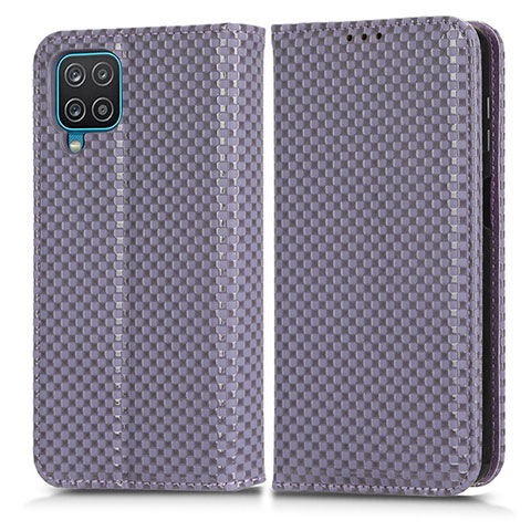 Funda de Cuero Cartera con Soporte Carcasa C03X para Samsung Galaxy A12 Morado