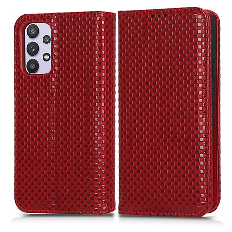 Funda de Cuero Cartera con Soporte Carcasa C03X para Samsung Galaxy M32 5G Rojo