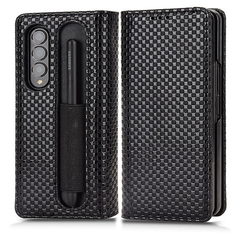 Funda de Cuero Cartera con Soporte Carcasa C03X para Samsung Galaxy Z Fold3 5G Negro