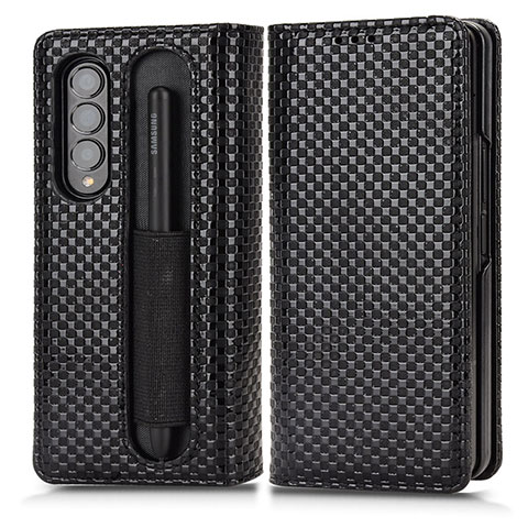 Funda de Cuero Cartera con Soporte Carcasa C03X para Samsung Galaxy Z Fold4 5G Negro