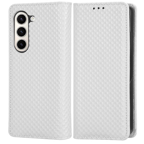 Funda de Cuero Cartera con Soporte Carcasa C03X para Samsung Galaxy Z Fold5 5G Blanco