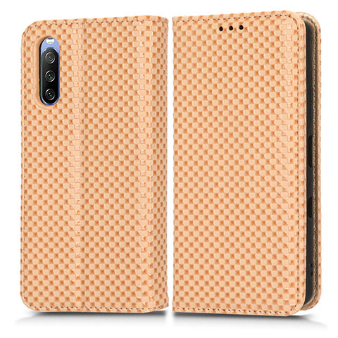 Funda de Cuero Cartera con Soporte Carcasa C03X para Sony Xperia 10 III SO-52B Oro