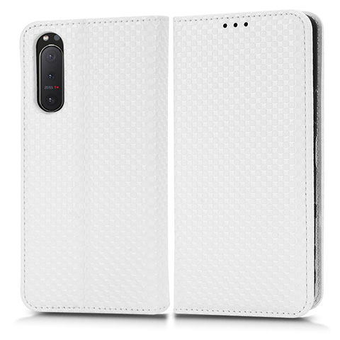 Funda de Cuero Cartera con Soporte Carcasa C03X para Sony Xperia 5 II Blanco