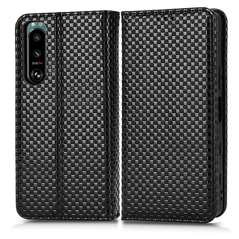 Funda de Cuero Cartera con Soporte Carcasa C03X para Sony Xperia 5 III Negro