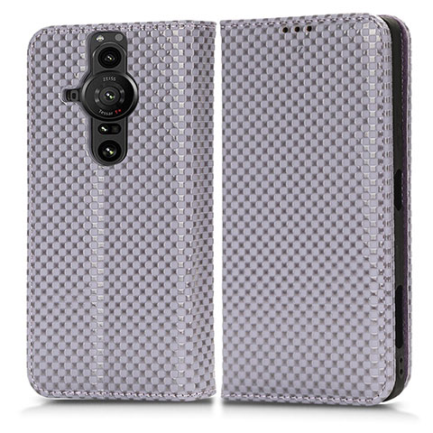 Funda de Cuero Cartera con Soporte Carcasa C03X para Sony Xperia PRO-I Morado