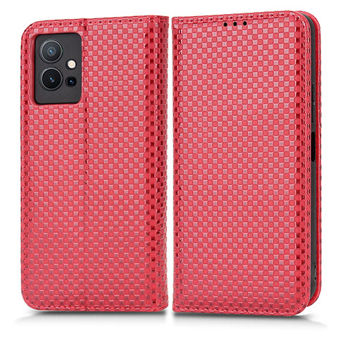 Funda de Cuero Cartera con Soporte Carcasa C03X para Vivo iQOO Z6 5G Rojo