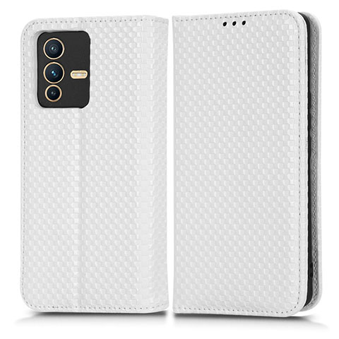 Funda de Cuero Cartera con Soporte Carcasa C03X para Vivo V23 5G Blanco