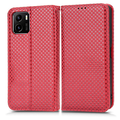 Funda de Cuero Cartera con Soporte Carcasa C03X para Vivo Y10 Rojo