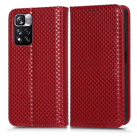 Funda de Cuero Cartera con Soporte Carcasa C03X para Xiaomi Mi 11i 5G (2022) Rojo