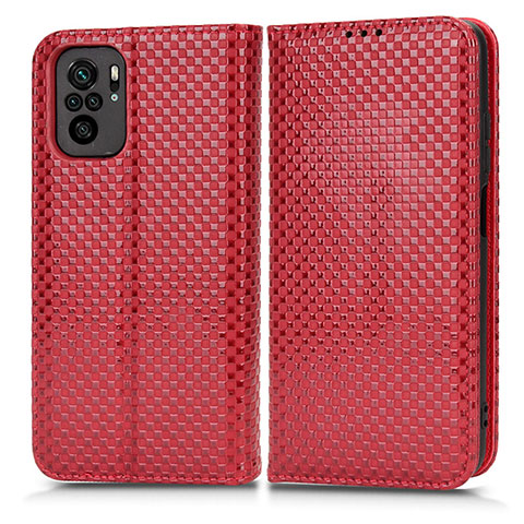 Funda de Cuero Cartera con Soporte Carcasa C03X para Xiaomi Poco M5S Rojo