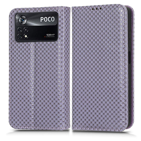 Funda de Cuero Cartera con Soporte Carcasa C03X para Xiaomi Poco X4 Pro 5G Morado