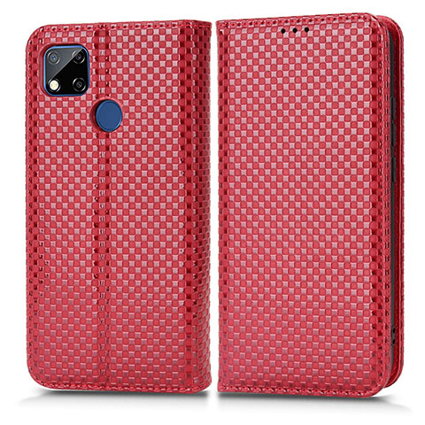 Funda de Cuero Cartera con Soporte Carcasa C03X para Xiaomi Redmi 9C Rojo