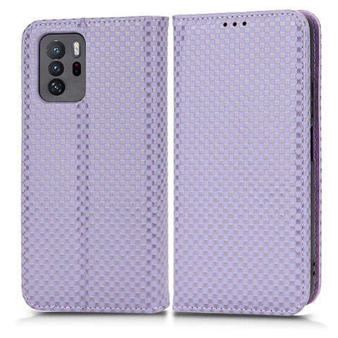 Funda de Cuero Cartera con Soporte Carcasa C03X para Xiaomi Redmi Note 10 Pro 5G Morado