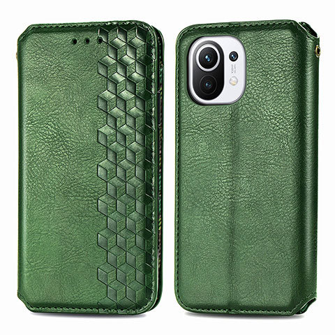 Funda de Cuero Cartera con Soporte Carcasa C04 para Xiaomi Mi 11 Lite 4G Verde