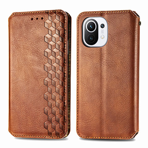 Funda de Cuero Cartera con Soporte Carcasa C04 para Xiaomi Mi 11 Lite 5G NE Marron