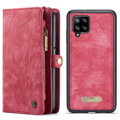 Funda de Cuero Cartera con Soporte Carcasa C04S para Samsung Galaxy A12 Rojo