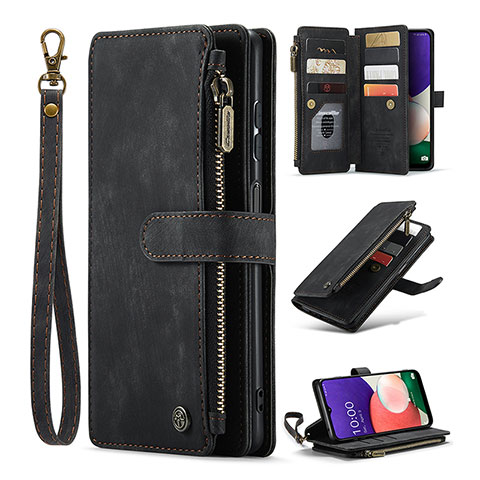 Funda de Cuero Cartera con Soporte Carcasa C04S para Samsung Galaxy F42 5G Negro