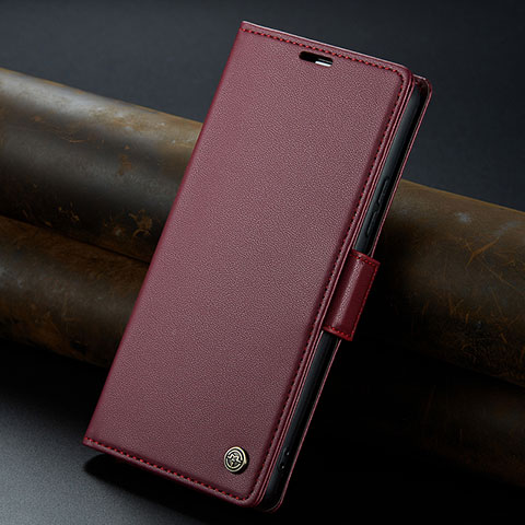 Funda de Cuero Cartera con Soporte Carcasa C04S para Xiaomi Poco M6 Pro 5G Rojo